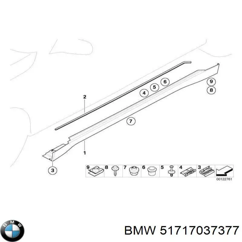 51717037377 BMW clips de fijación de pasaruedas de aleta delantera