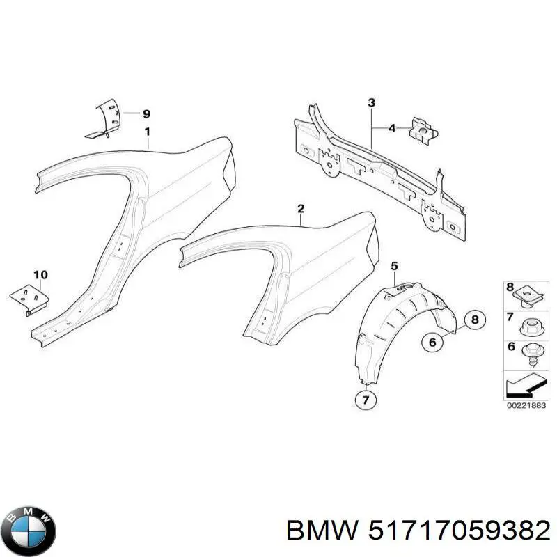 Revestimiento, pasarrueda trasera, derecho BMW 51717059382 precio, desde 65,34 EUR
