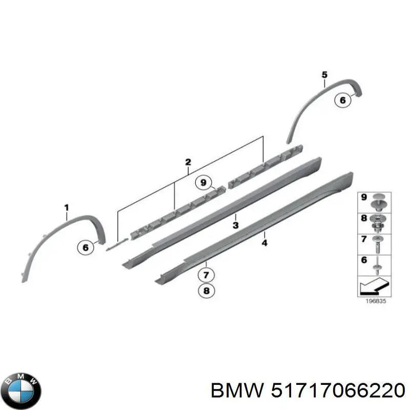Comprar 51717066220 BMW Clip de fijación del guardabarros delantero