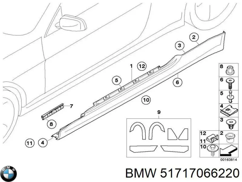 Clip de fijación del guardabarros delantero 51717066220 BMW