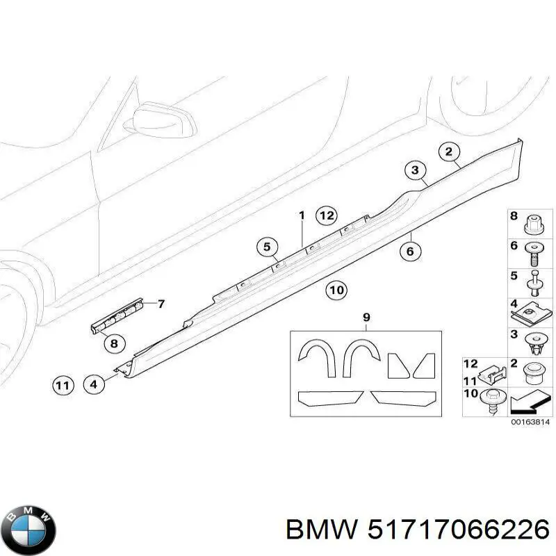 Comprar 51717066226 BMW Clip de sujeción de moldura de estribo