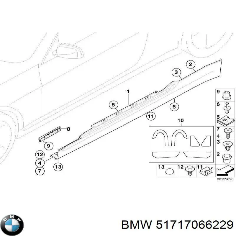 Clip de sujeción de moldura de estribo BMW 51717066229 precio, desde 3,98 EUR