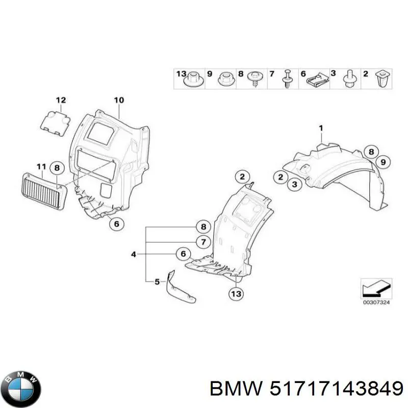 Comprar 51717143849 BMW Tapa de guardabarros delantero izquierdo