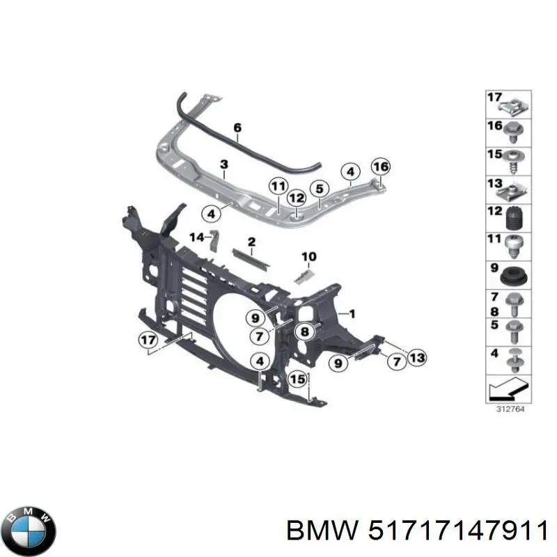 51717147911 BMW soporte de radiador superior