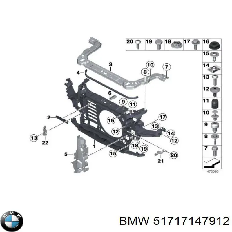51717147912 BMW soporte de radiador completo