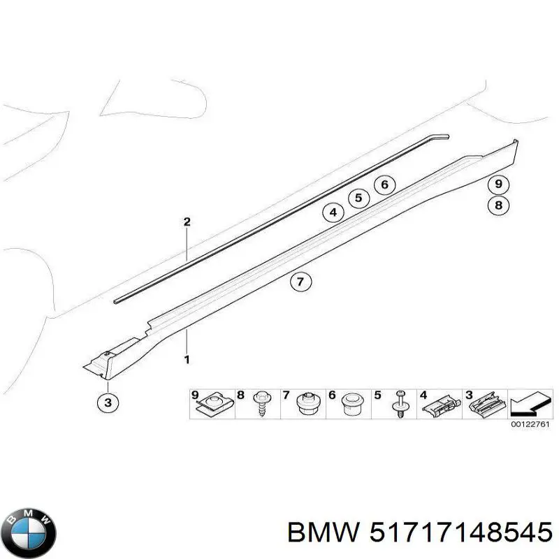 Listón de acceso exterior izquierdo para BMW 7 (E65, E66, E67)