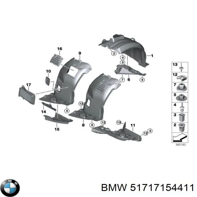 Comprar 51717154411 BMW Paso de rueda delantero izquierdo trasero