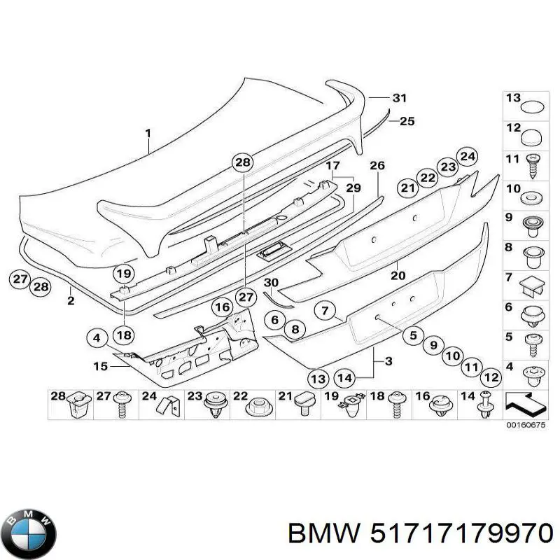 Goma de contorno del maletero para BMW 7 (E65, E66, E67)