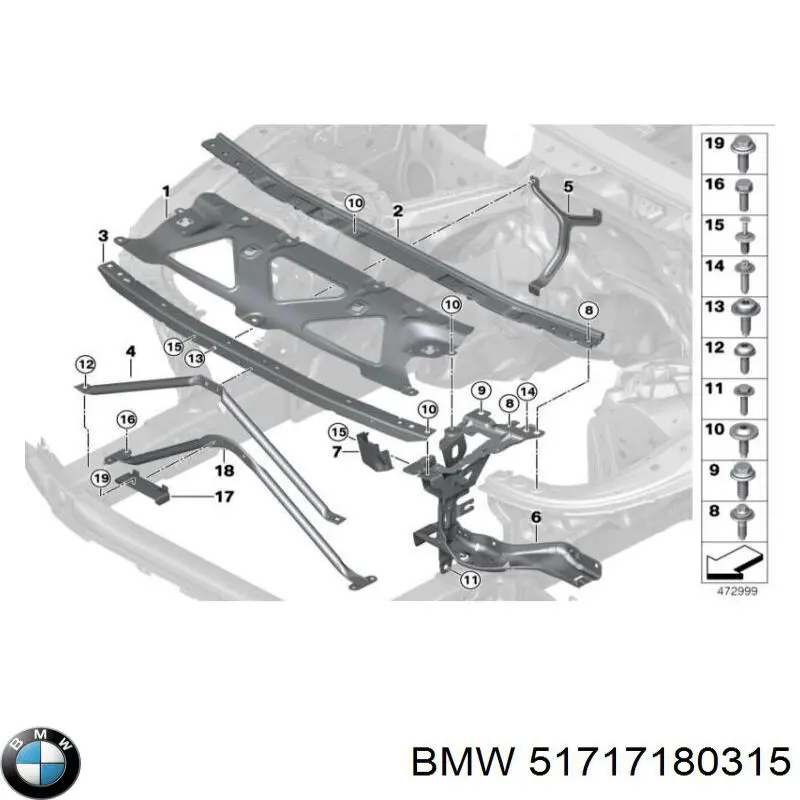 51717180315 BMW puntal de suspensión delantera puntal izquierdo