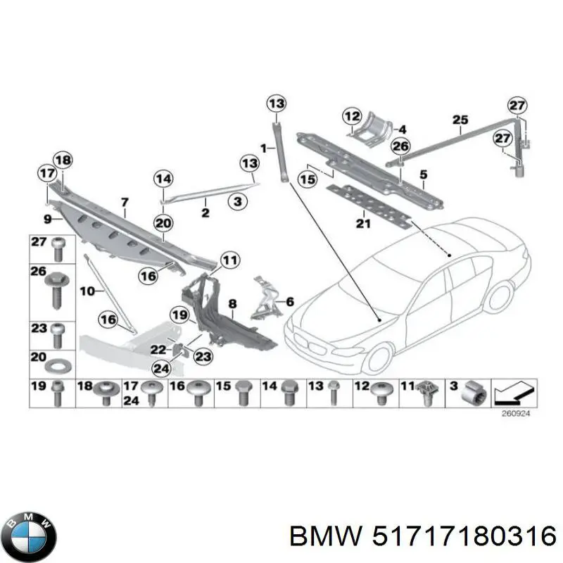 Tirante de suspensión delantera derecha para BMW 7 (F01, F02, F03, F04)