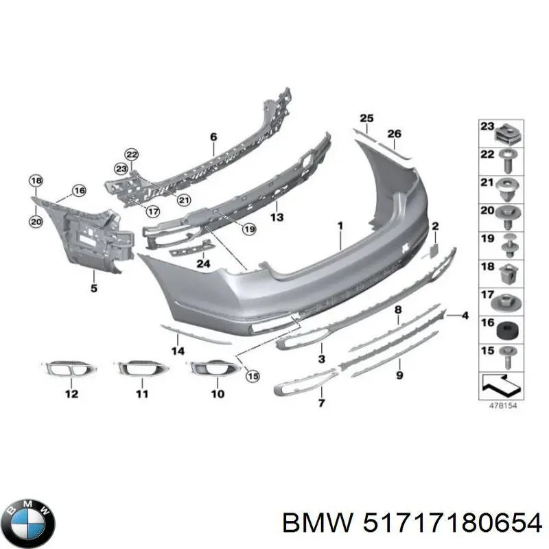 Moldura de cristal trasero BMW 51717180654 precio, desde 42,55 EUR