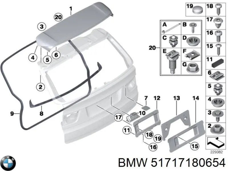 Comprar 51717180654 BMW Moldura de cristal trasero