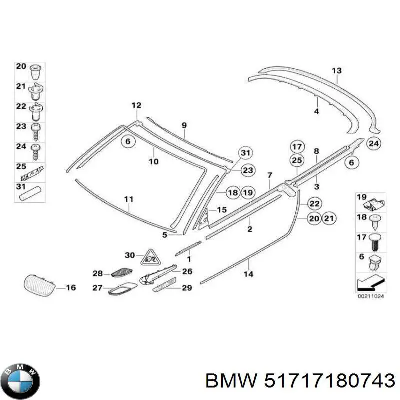 Rejilla de limpiaparabrisas 51717180743 BMW