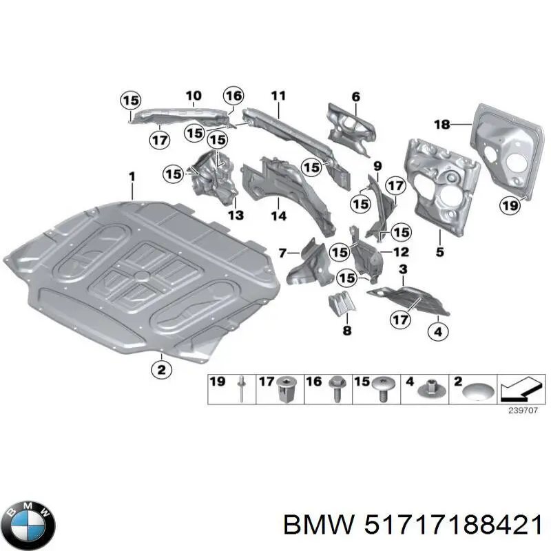 51717188421 BMW aislamiento acústico del escudo del motor