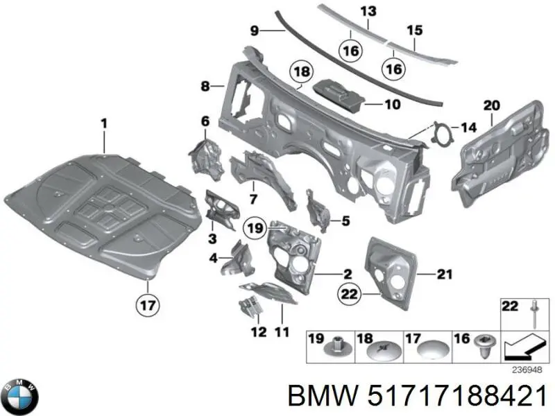 Comprar 51717188421 BMW Aislamiento acústico del cortafuegos