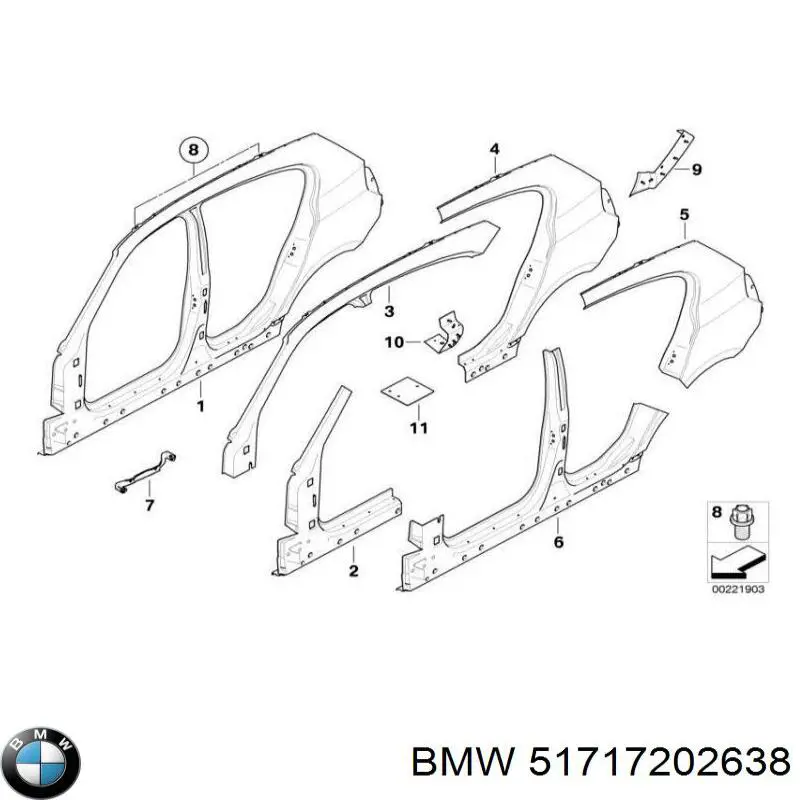 Comprar 51717202638 BMW Guardalodo interior derecho, aleta trasera