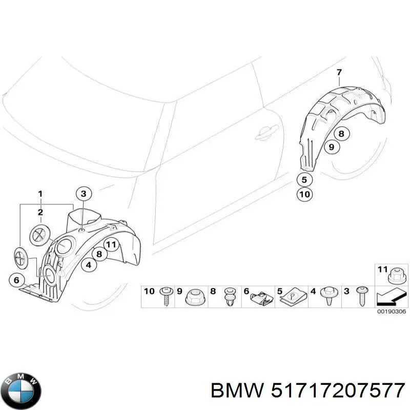 Comprar 51717207577 BMW Guardalodos interior izquierdo, guardafango delantero
