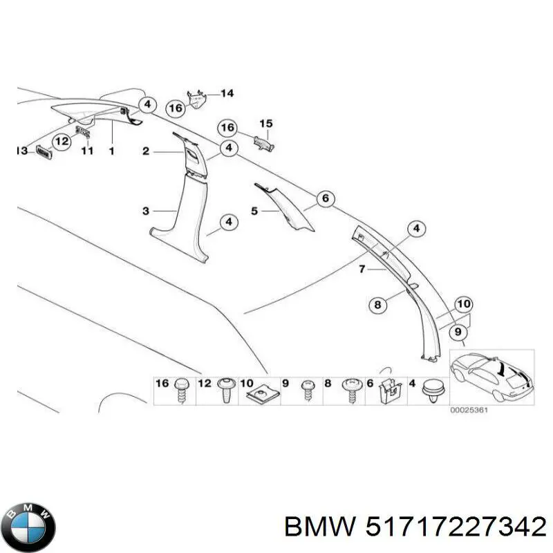 51717227342 BMW rejilla de limpiaparabrisas