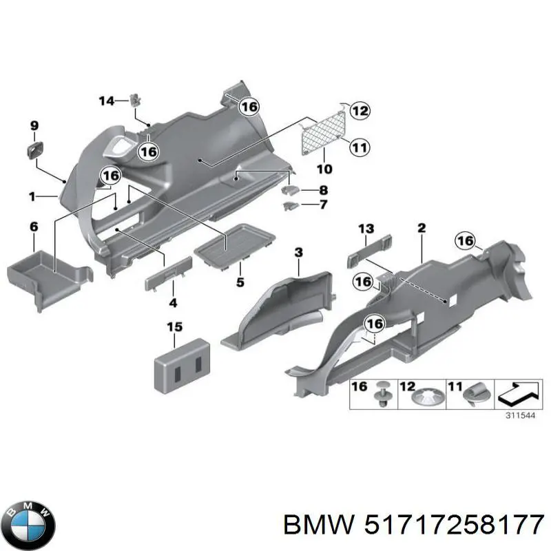Comprar 51717258177REF11 BMW Rejilla de limpiaparabrisas