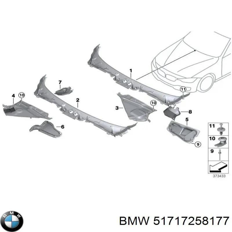 Rejilla de limpiaparabrisas BMW 51717258177REF11 precio, desde 82,33 EUR