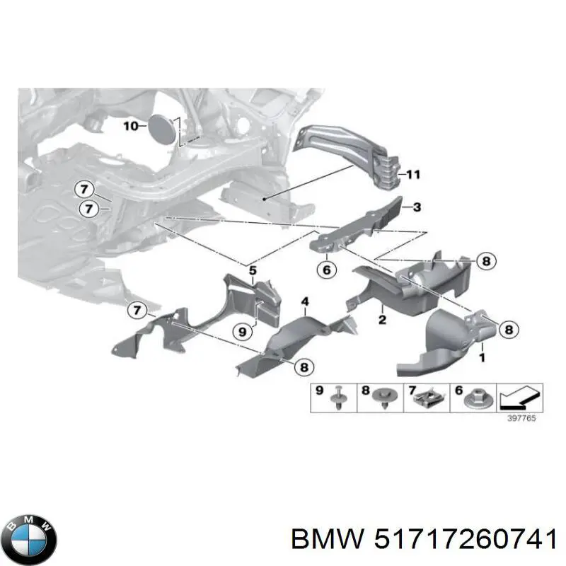 51717260741 BMW Protector contra salpicaduras del paso de rueda delantero