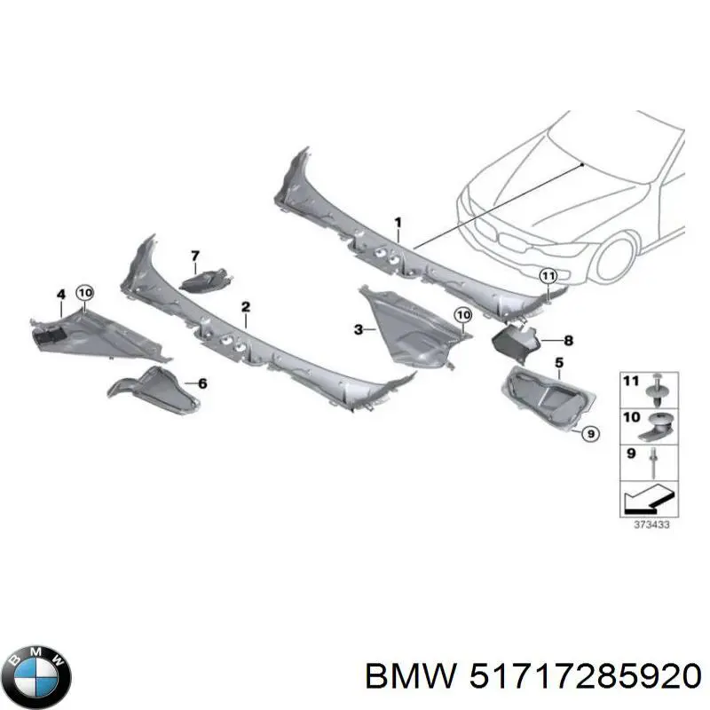 Rejilla de limpiaparabrisas para BMW 4 (F36)