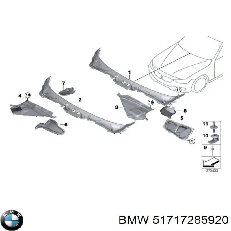 51717285920 BMW rejilla de limpiaparabrisas