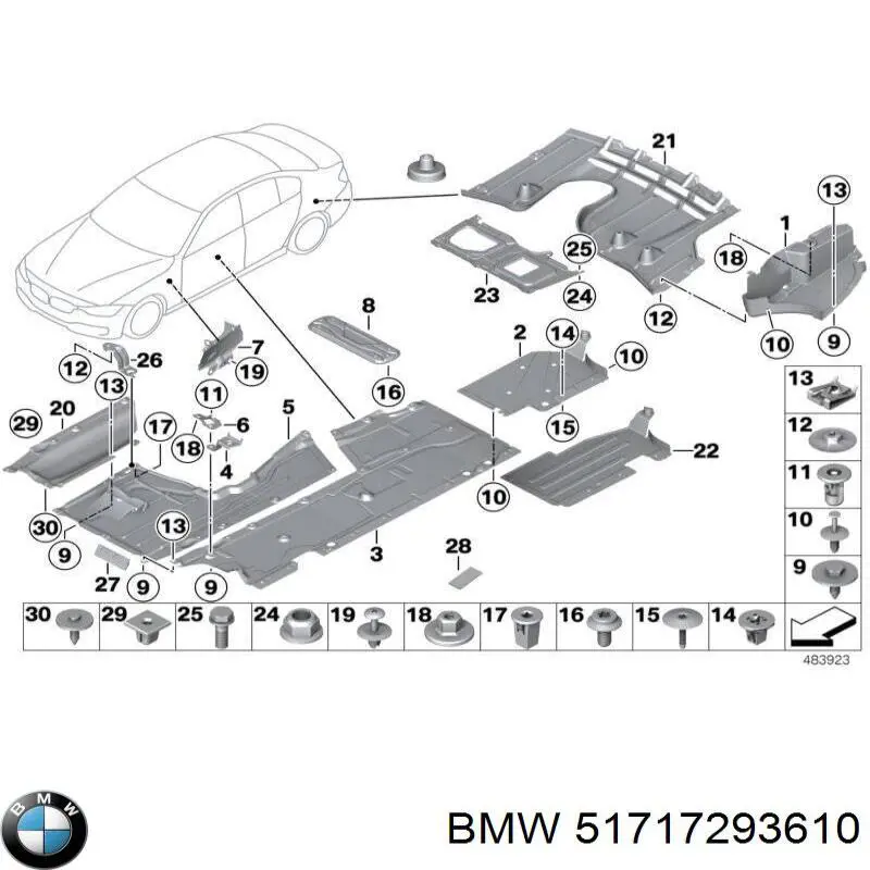 51717293610 BMW Moldura de cristal trasero