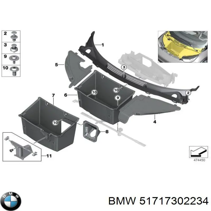Rejilla de limpiaparabrisas BMW 51717302234 precio, desde 107,21 EUR
