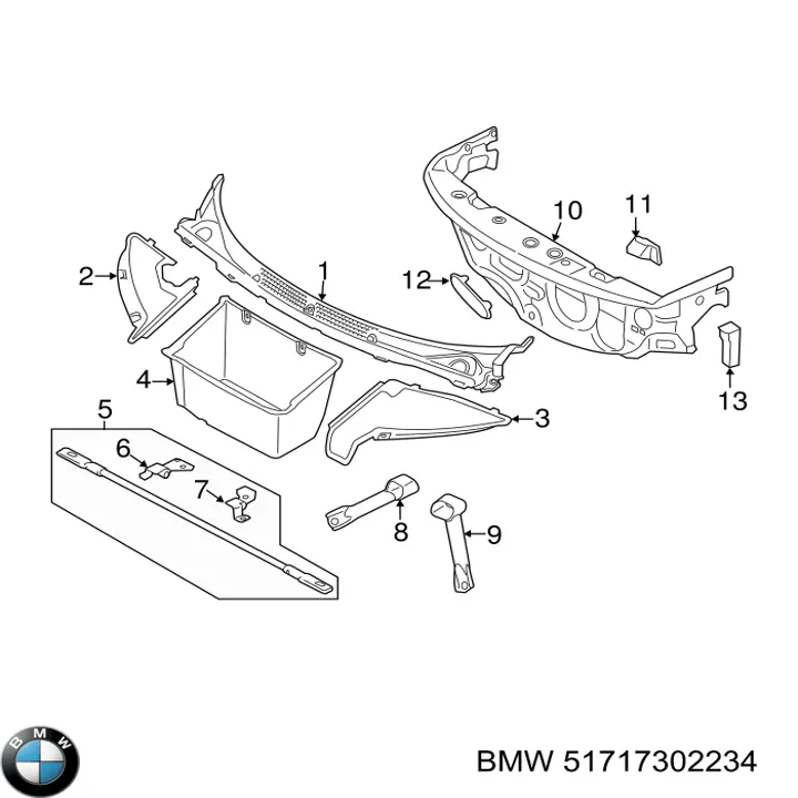 Comprar 51717302234 BMW Rejilla de limpiaparabrisas