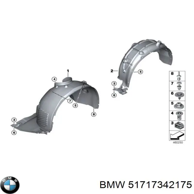 51717342175 BMW guardabarros interior, aleta delantera, izquierdo