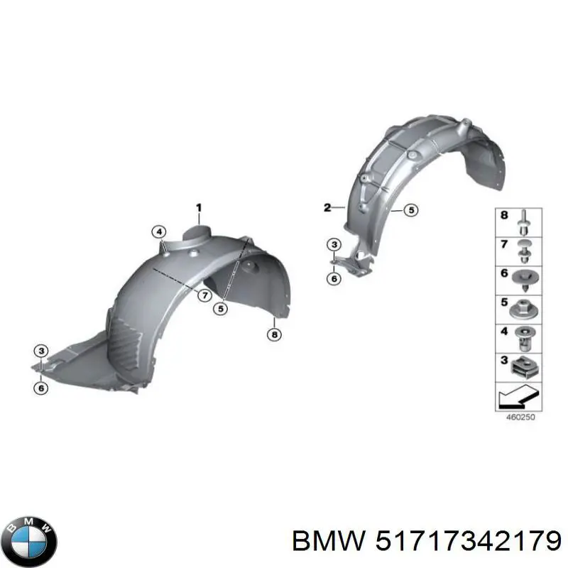 Guardalodos interior izquierdo, guardafango delantero BMW 51717342179 precio, desde 132,93 EUR