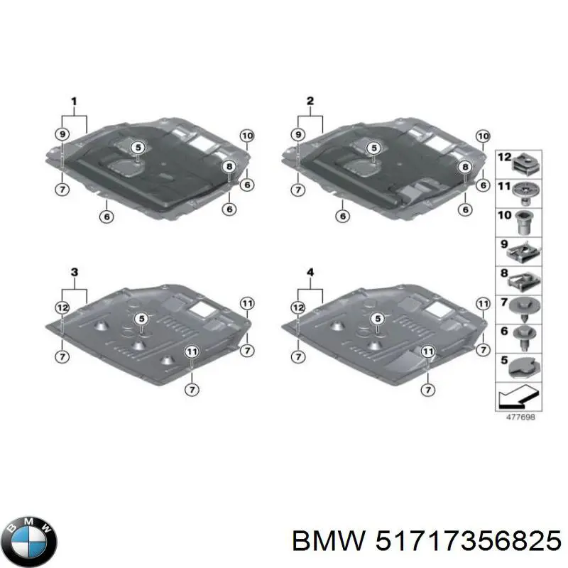 51717356825 BMW guardabarros interior, aleta delantera, izquierdo trasero