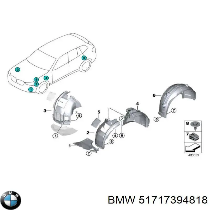 Revestimiento, pasarrueda trasera, derecho BMW 51717394818 precio, desde 43,45 EUR