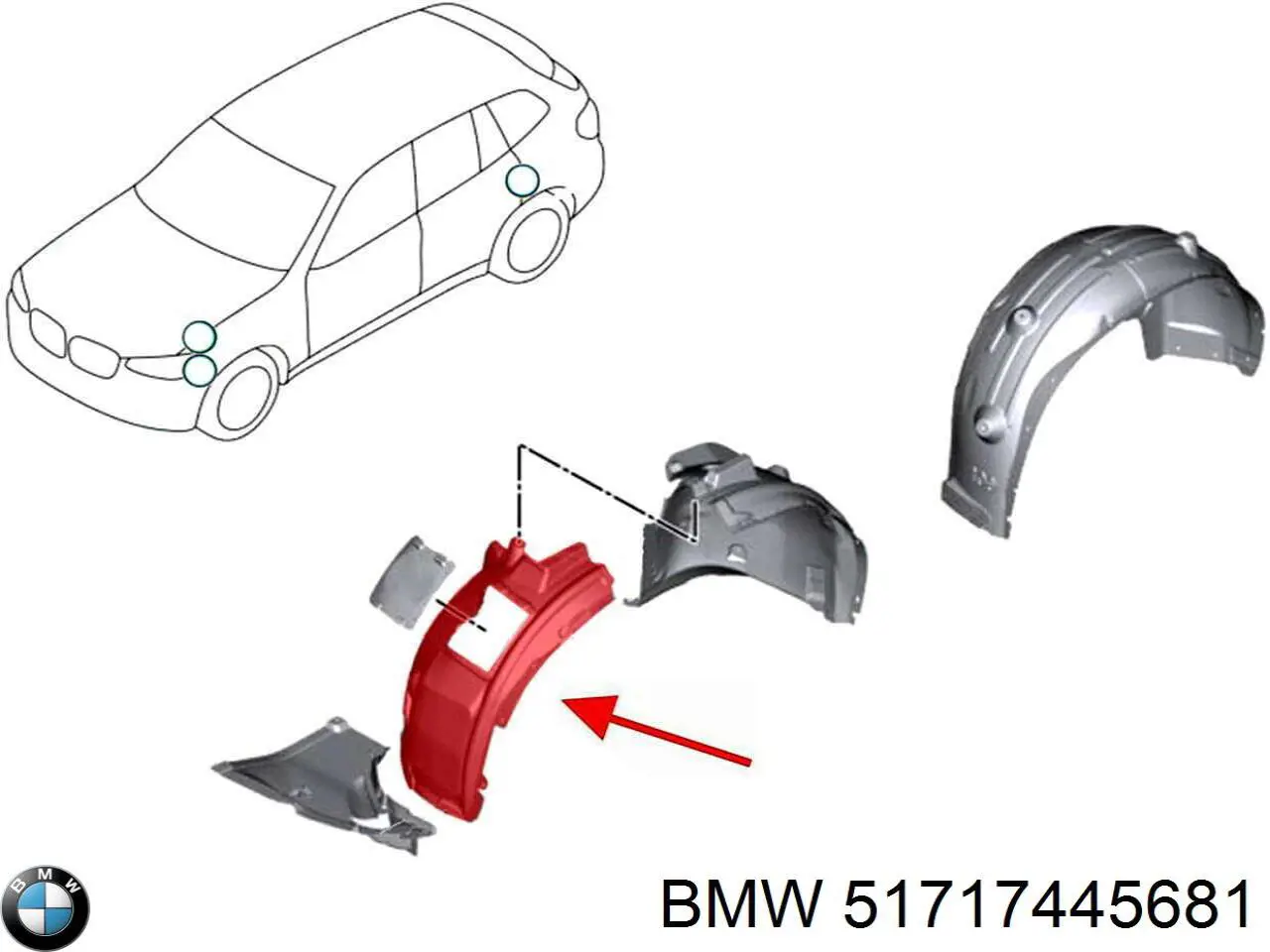 Guardabarros interior, aleta delantera, izquierdo delantero BMW X4 (G02, F98)