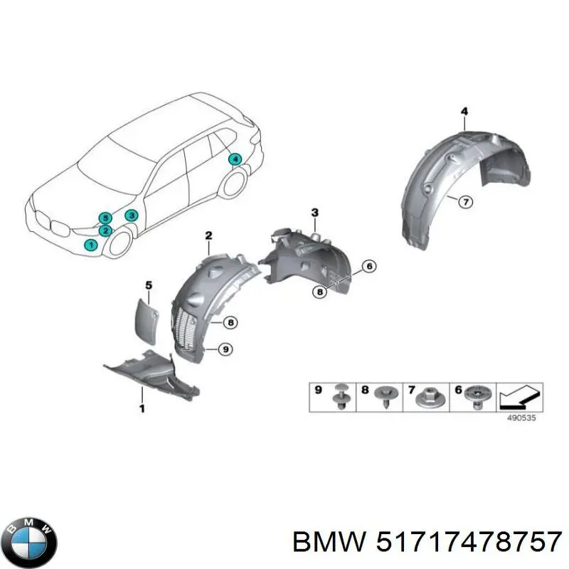 Guardabarros interior, aleta trasera, izquierdo BMW 51717478757 precio, desde 63,90 EUR