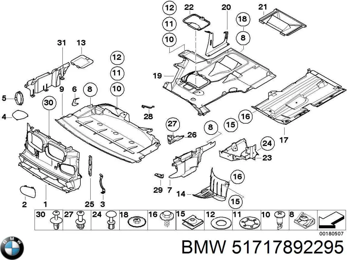 Protección izquierda del motor BMW 51717892295 precio, desde 23,35 EUR