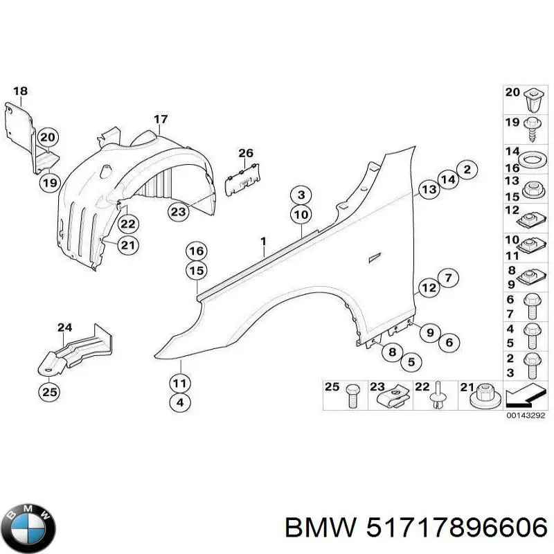 Comprar 51717896606 BMW Paso de rueda delantero derecho