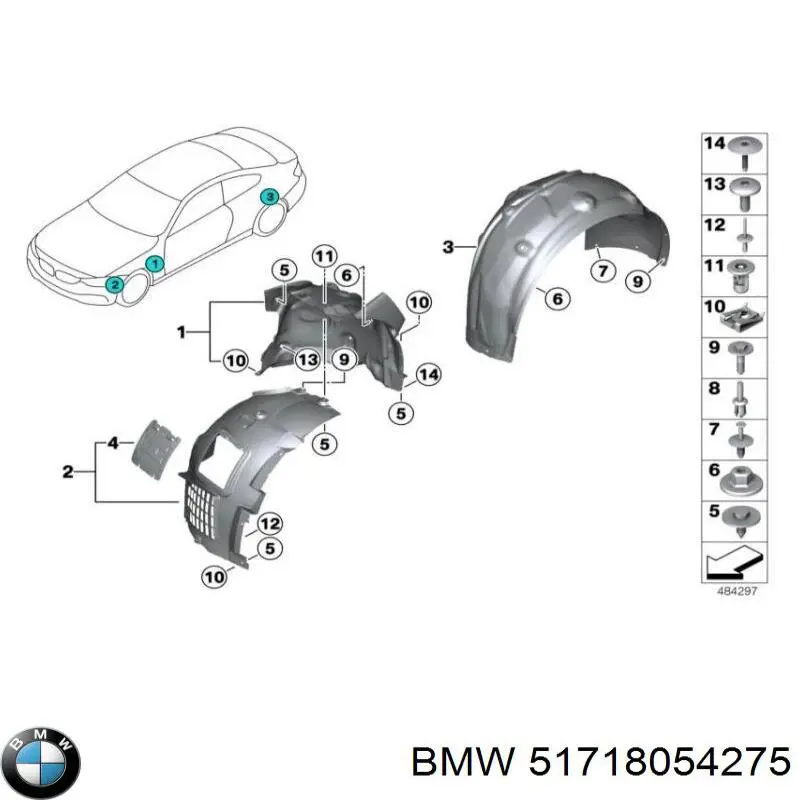 51718054275 BMW guardabarros interior, aleta trasera, izquierdo