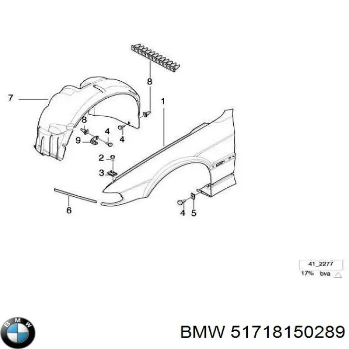 Comprar 51718150289 BMW Guardalodos interior izquierdo, guardafango delantero
