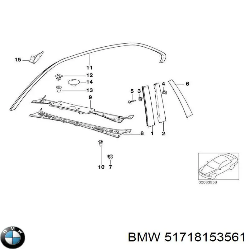 51718153561 BMW clips de fijación de pasaruedas de aleta delantera