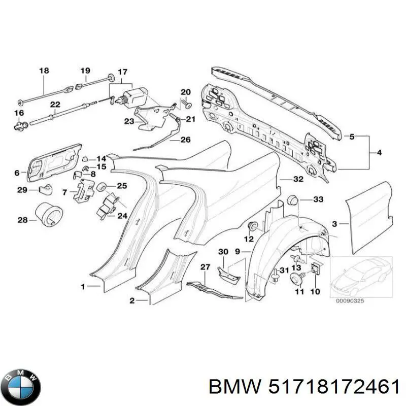Guardabarros interior, aleta trasera, izquierdo para BMW 5 (E39)