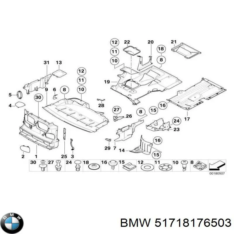 Tuerca remachable para tornillo autorroscante BMW 51718176503
