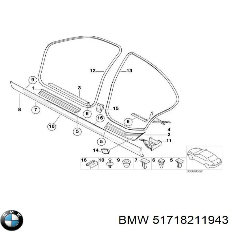 Clip de sujeción de moldura de estribo BMW 51718211943 precio, desde 53,72 EUR