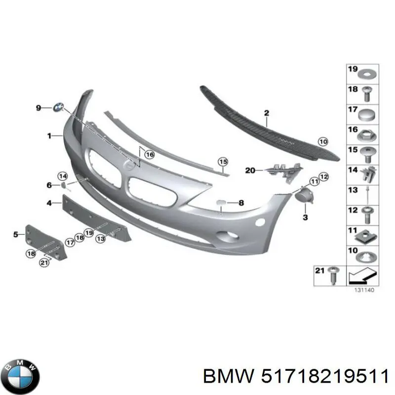 51718219511 BMW clips de fijación de pasaruedas de aleta delantera