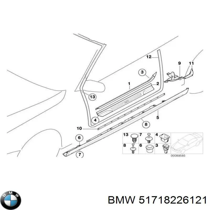 Clip de sujeción de moldura de estribo BMW 51718226121 precio, desde 135,04 EUR