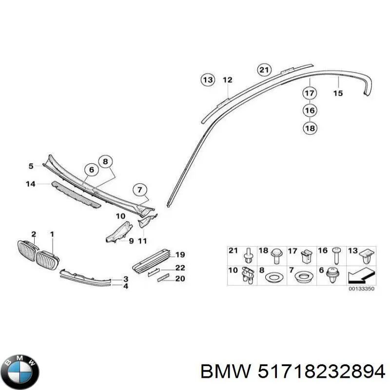 Rejilla de limpiaparabrisas para BMW 3 (E46)