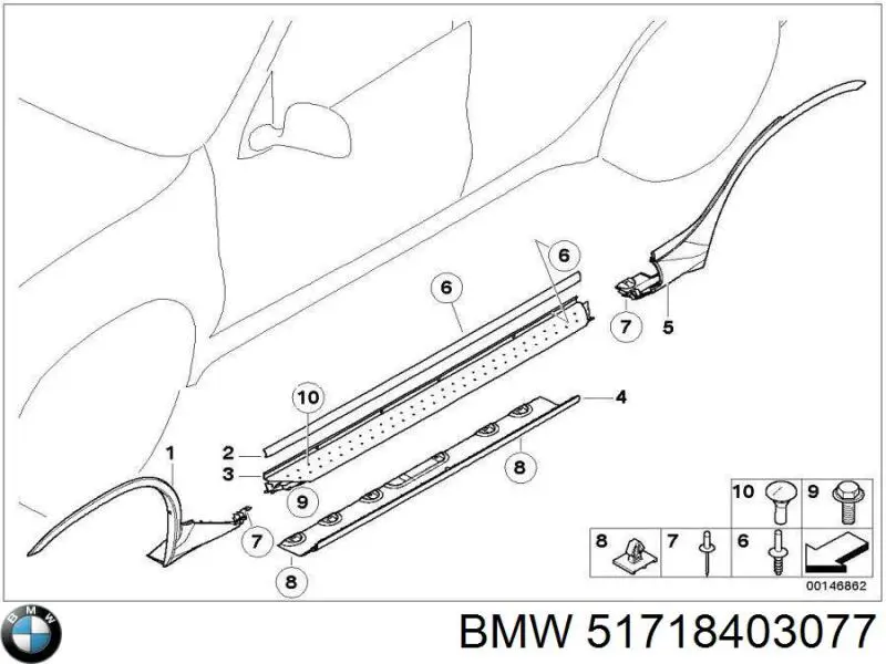 Comprar 51718403077 BMW Moldura de umbral exterior izquierda