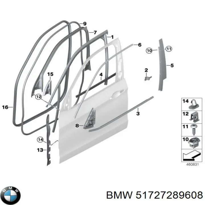 51727289608 BMW Junta de puerta delantera (en la carrocería)