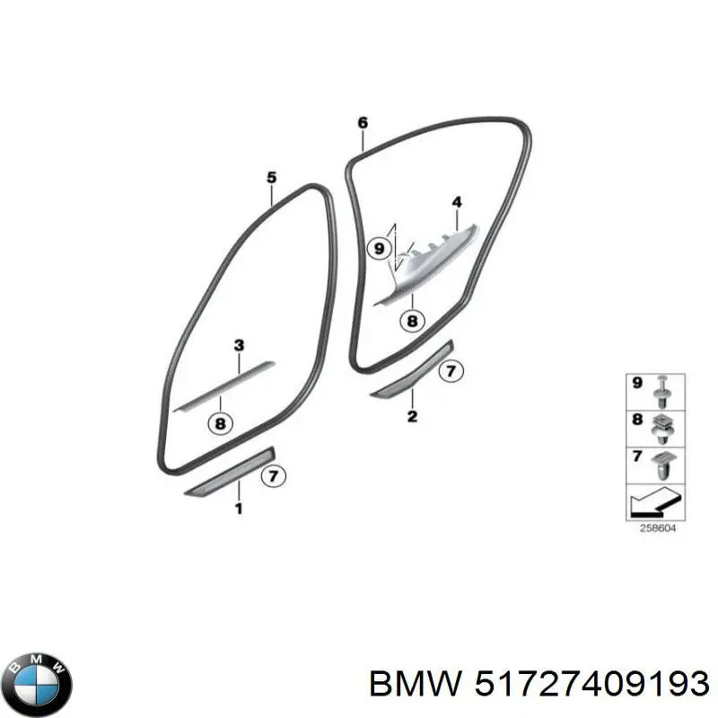 Junta de puerta delantera izquierda (en carrocería) BMW 51727409193